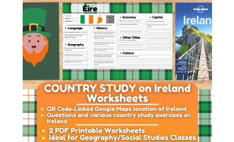 Country Study Worksheets on Ireland - Europe