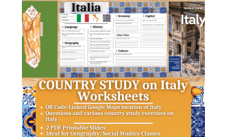 Country Study Worksheets on Italy - Southern Europe
