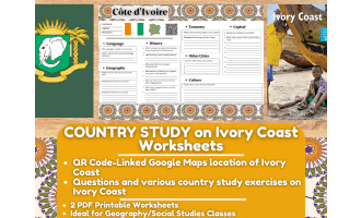 Country Study Worksheets on Ivory Coast - Western Africa