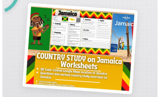 Country Study Worksheets on Jamaica - Caribbeans