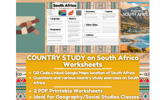 Country Study Worksheets on South Africa