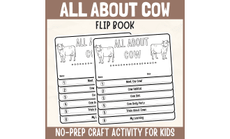 Cow Farm Animal Flipbook Craft DIY Science Study Writing Prompt