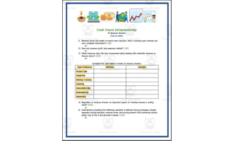 Crash Course: Entrepreneurship #13 Revenue Streams Worksheet