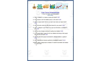 Crash Course: Entrepreneurship #7 Testing Your Product Worksheet