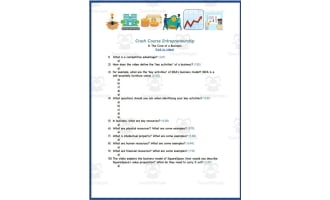 Crash Course: Entrepreneurship #8 The Core of a Business Worksheet