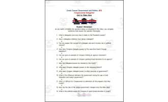 Crash Course: Government and Politics #13: Congressional Delegation Worksheet