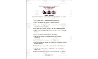 Crash Course: Government and Politics #14: How Presidents Govern Worksheet