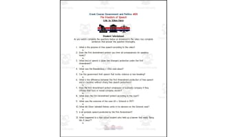 Crash Course: Government and Politics #25: Freedom of Speech Worksheet