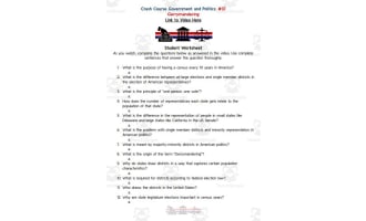 Crash Course: Government and Politics #37: Gerrymandering Worksheet