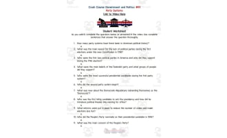 Crash Course: Government and Politics #41: Party Systems Worksheet