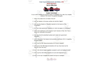 Crash Course: Government and Politics #45: Media Regulation Worksheet