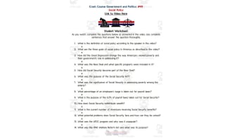 Crash Course: Government and Politics #49: Social Policy Worksheet