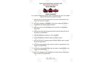 Crash Course: Government and Politics #5: Constitutional Compromises Worksheet