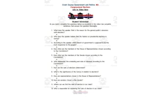 Crash Course: Government and Politics #6: Congressional Elections Worksheet