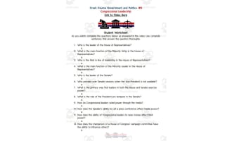 Crash Course: Government and Politics #8: Congressional Leadership Worksheet