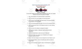 Crash Course Government Episode Worksheet | 14 - How Presidents Govern