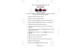 Crash Course Government Episode Worksheet | 18 - Legal System Basics