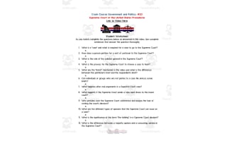 Crash Course Government Episode Worksheet | 20 - SCOTUS Procedures