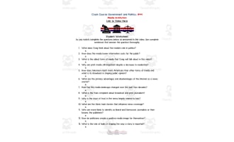Crash Course Government Episode Worksheet | 44 - Media Institution