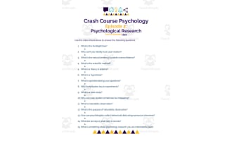 Crash Course Psychology Episode Worksheet | 2 - Psychological Research