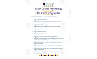 Crash Course Psychology Worksheet | 18 - The Growth of Knowledge