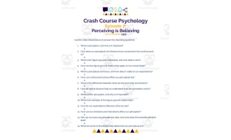Crash Course Psychology Worksheet | 7 - Perceiving is Believing