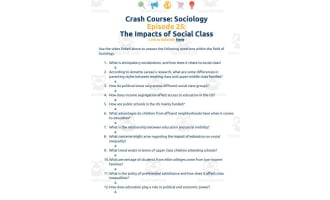 Crash Course Sociology #25: The Impacts of Social Class Worksheet