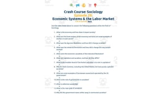 Crash Course Sociology #29: Economic Systems & the Labor Market Worksheet