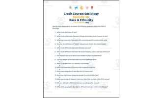 Crash Course Sociology #34: Race & Ethnicity Worksheet
