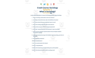 Crash Course Sociology Episode Worksheet | 1 - What is Sociology?