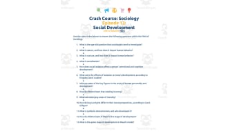 Crash Course Sociology Episode Worksheet | 13 - Social Development