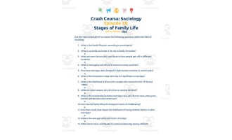 Crash Course Sociology Episode Worksheet | 38 - Stages of Family Life
