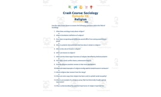 Crash Course Sociology Episode Worksheet | 39 - Religion