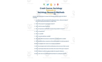 Crash Course Sociology Episode Worksheet | 4 - Sociology Research Methods