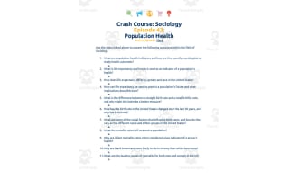 Crash Course Sociology Worksheet | 43 - Population Health