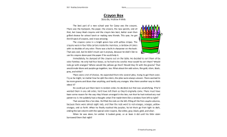 Crayon Box - Reading Comprehension Worksheet