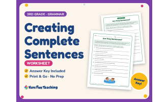Creating Complete Sentences Worksheet – 3rd Grade Practice