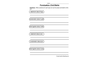 Creating End Punctuation Worksheet