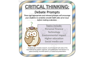 Critical Thinking: Debate with Yourself- Modern Debate Prompts for High School English or Social Studies