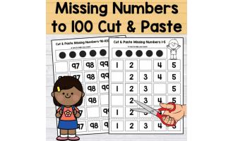Cut and Paste Counting to 100 Worksheets for Preschool and Homeschool