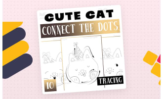 Cute Cat Dot to Dot Worksheet Activity, Cats Connect the Dots