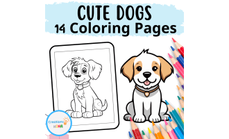 Cute Dogs Coloring Pages for Kids.
