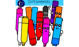 Cute Markers Clip Art