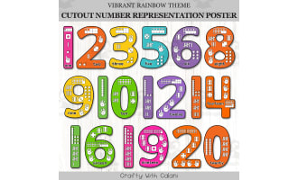 Cutout Number Representation Posters In Vibrant Rainbow Theme