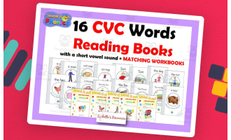 CVC Decodable Reading Books with a Short Vowel Sound with Workbooks
