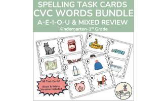 CVC Picture Task Cards Bundle – Short Vowel Spelling & Phonics