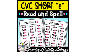 CVC Short E Word List Posters