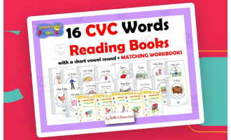 CVC Short Vowel Phonic Reading Books Fully Decodable + Workbooks
