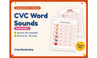 CVC Word Sounds Worksheet – Kindergarten Beginning Sounds Practice