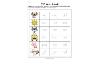 CVC Word Sounds Worksheet